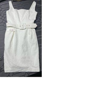 Trina Turk Ivory Sleeveless Dress Belt Pockets